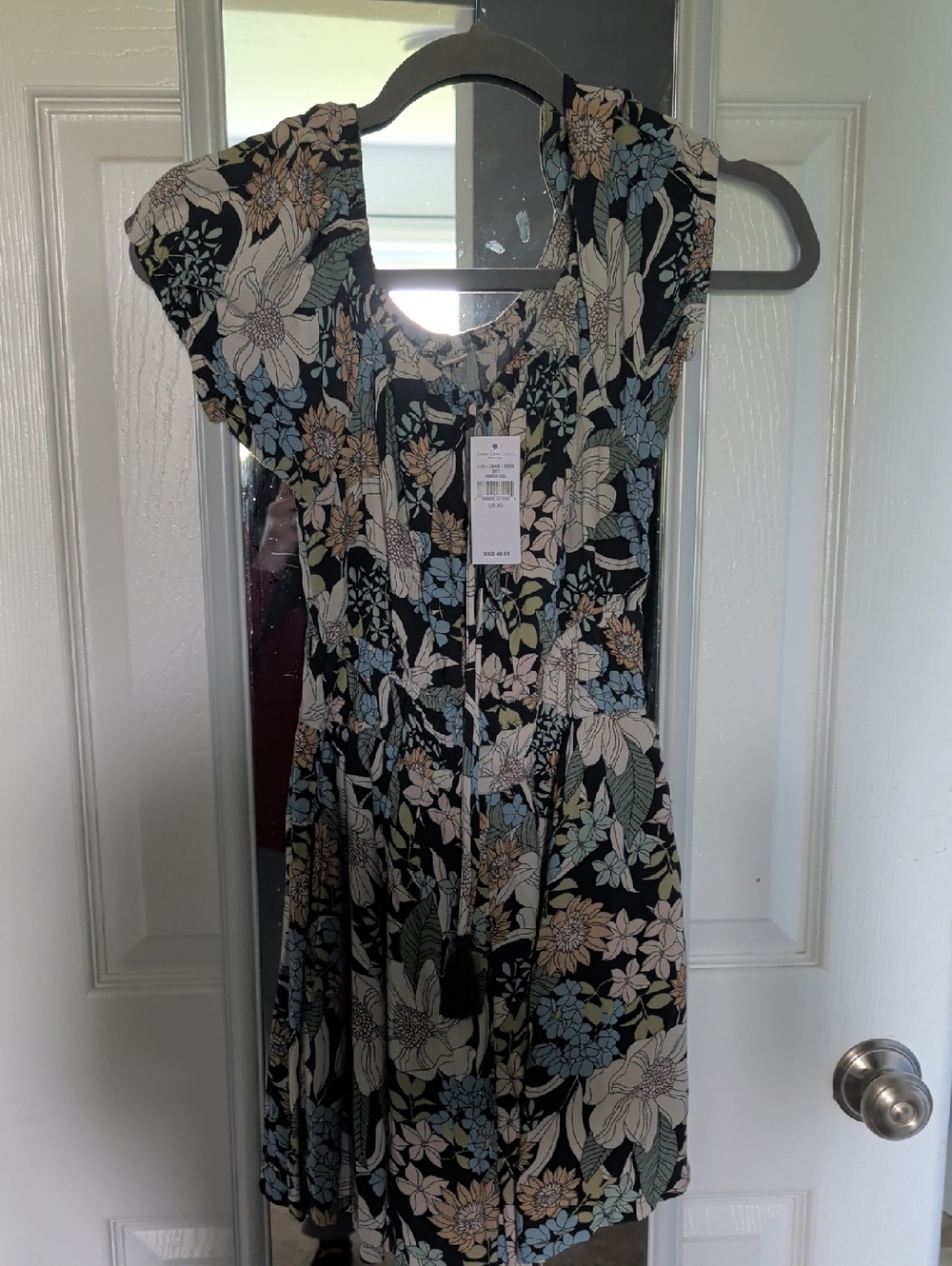 American Eagle Outfitters Floral Jumpsuit with Blue & Cream Blooms